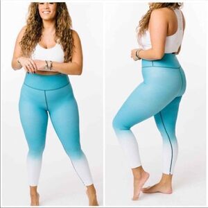 Zyia Active Venom Ombre Metallic Light N Tight Leggings Teal Blue SIZE 12